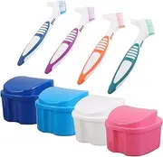 FOMIYES 8pcs Denture Care Set Dentures Denture Soaker Container Retainer Cleaner Brush Retainer Soaking Case Partial Denture Case Retainer Portable Case Retainer Container Case Plastic