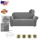 Elegant Stretch Sofa Slipcover - Jacquard Fabric Couch Cover in Dove Color