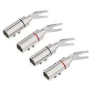 4pcs Pure Red Copper HIFI Speaker Spade Connectors Y Plug U Plug Banana Plugs