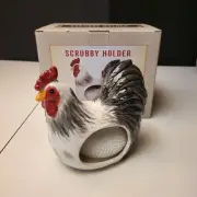 Hand-Painted Cracker Barrel Chicken Scrubby Holder Rooster Farm Earthenware