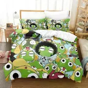 v462 Bed Sheets Kawaii cartoons Bed Sheet Keroro Frog Bedding Set Single Twin Full Queen King Size Bed Set Adult Kid Bedroom Duvet cover Sets 3-Piece