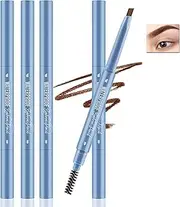 Apooliy 3pcs Dual-Ended Brow Pens,Waterproof, Long-Lasting, High-Pigmention Eyebrow Definer with Integrated Brush,Triangle Tip,Smudge-Proof Brows Pencil，Brown