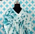 Rayon Tie Dye Shibori Night Teal Green Kaftan Bridal Night Wear Kaftan Maxi Gown
