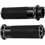 Arlen Ness Black Fusion Beveled Hand Grips for Harley Electronic TBW 0630-1161