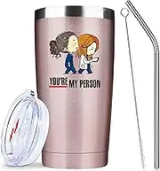 ATHAND Greys Anatomy Merch, Greys Anatomy Gift,You Are My Person,20 Oz Insulated Tumblers with Lid and Straw,Stainless Steel Travel Coffee Mug Cups, Graduation Gifts for Women Best Friends Bestie