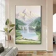 Hand-Painted Oil Painting - Mountains Rivers Scenery Texture Light Luxury Painting Large Size Sofa Hanging Painting,On Canvas Wall Art for Living Room Bedroom Home Stairway Decor,As Shown,100 X 150