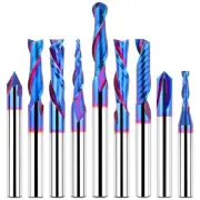 9PCS Carbide CNC Router Bits Set 1/4 Inch Shank, Multiple Uses Spiral Router ...