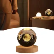 Starry Sky Crystal Night Light With Glowing Wooden Base Decorative Glass Sphere