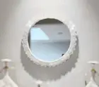 Round Selenite Crystal Wall Mirror, Handmade Arts, Selenite Mirror For Room Deco