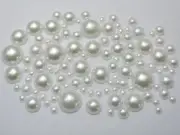 500 Pure White Acrylic Round Half Pearl Assorted Size 4mm-12mm FlatBacks Craft