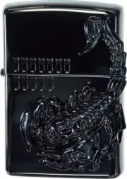 Zippo Oil Lighter Venom Scorpion Brass Metal Black Etching Regular Case