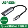 綠聯 USB Type-C轉HDMI母傳輸線 支援4K