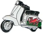 [GBJUK] Scooter with Welsh Flag Enamel Pin Badge Lapel, Metal