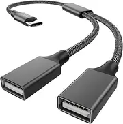 MOGOOD USB C Plug to Dual USB Female Cable Adapter,Thunderbolt 3 to Dual Type A 2.0 OTG Charging Splitter,Type C to Dual USB A Adaptador Hembra Converter para MacBook Prol, Galaxy S20 S22