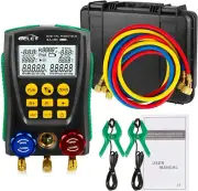 Digital Manifold HVAC Gauge Set,93 Refrigerants Dual Pressure&Temp Test with Tem