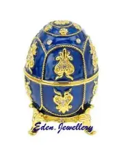 TAYLOR AVEDON Keepsake Trinket Egg Crystal Jewellery MUSIC Box Model MB1026 BLUE