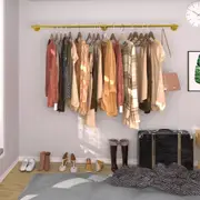 STORFEX Wall Mounted Iron Clothing Storage Hanger Rod - Gold