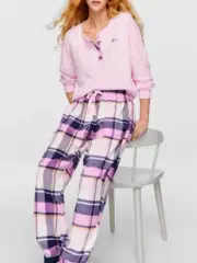 NEW PETER ALEXANDER PINK TOP & TARTAN CHECK FLANNELETTE PANTS XL PJ SET $169.90