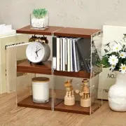 4 Pcs Retro MDF CD Holder Walnut Colored DVD Shelf Rack Hold 60 CD Cases Game...