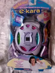 New e-kara karoake system bundle w/ 2 pro headsets, 4 karaoke cartridges
