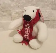 Coca Cola Mini Polar Bear Plush Red Winter Scarf