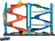 Hot Wheels Toy Car Track Set City Transforming Race Tower, Single to Dual-Mod...