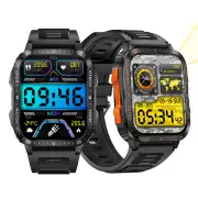 Senbono KT79 1.96inch HD Screen IPX8-3ATM Waterproof SOS Flashlight bluetooth Call Heart Rate Blood Pressure Blood Oxyge