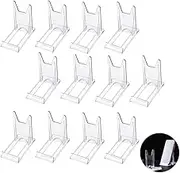 12 Pieces Clear Plastic Plate Stands,Adjustable Clear Acrylic Plastic Display Stand,Angle Plastic Display Stand Easel, Acrylic Plate Stands for Display for Home Office Festival Party Display