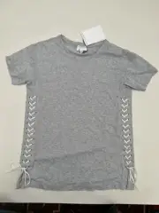 NWT NEW Witchery Light Grey Merle T Shirt With Side Lace up Top Sz S