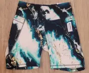 Old Navy Active Powersoft High Rise Go Dry Bike Short Swirl Size L 8" Inseam NWT