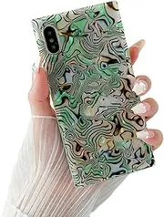 COCOMII - Square Case Compatible with iPhone XR - Opalescent Pearl, Glitter Sparkle, Glossy, Women Girls Men, Rectangle Phone Case for iPhone XR 6.1 inch, Jade