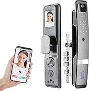 Tuya Smart 3D Face and Fingerprint Recognition Door Lock - App-Controlled Digital Password Anti-Theft Security