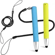 2pcs Kid-Friendly Stylus Pens for Touch Screens, Capacitive Stylus Pen with Spring Cord, Kid Tablet Stylus Pen Children's Crayon Stylus Pen for Touch Screen Devices Smartphones Tablets