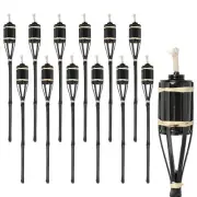 12x Black 60cm Bamboo Garden Fire Torches Outdoor Paraffin Oil Tiki Lantern