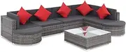 8 Piece Garden Lounge Set with Cushions Poly Rattan Grey Patio Bar Sets