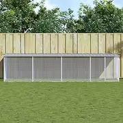 Chicken Cage with Roof Light Grey 403x98x90 cm Galvanised Steel,Animals & Pet Suppliessss,Pet Supplies,Small Animal Supplies,Small Animal Habitats & Cages