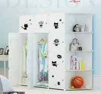 在飛比找Yahoo!奇摩拍賣優惠-蔻絲衣櫃簡約現代塑料儲物整理兒童組合布藝組裝櫥收納櫃簡易衣櫃