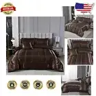 Silk-Like Brown 8-Piece Bedding Set with Pillowcases & Cushion Cover - King Size
