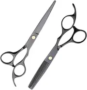 BIUDECO 2pcs Professional Hair Cutting Scissors Black Barbers Shears for Home Hair Styling Durable and Resistant Hairdressing Tools for Family and Salon Use