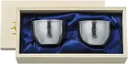 Tanabe Metal Fittings eul 2808 Hanagui Only 3.4 fl oz (90 ml) Flower Paulownia Box Set of 2 Silver