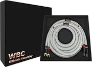 WORLDS BEST CABLES 8 Foot Ultimate - 7 AWG - Ultra-Pure OFC - Premium Audiophile HiFi Speaker Cable for Center Channel with Eminence Gold Banana (x2) & Spade (x2) Plugs & Silver Tweed Jacket