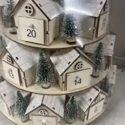 Hobby Lobby 5 Tier Advent Light Up Wooden Calendar Village Rotating
