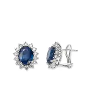Bloomingdale's Fine Collection Blue Sapphire & Diamond Stud Earrings in 14K White Gold