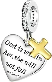[Generic] Heart Charm for Bracelets | Christian Necklace Charm Pendant,Heart Dangle for Christian Crafts Bracelet Necklace Jewelry Making