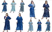 Indian Long Kaftan dress Hippy Boho Maxi, Plus Size Women Caftan Indigo Blue