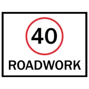 Boxed Edge Sign - Speed Sign 40KM/H Roadwork (Landscape) - 1200x900mm