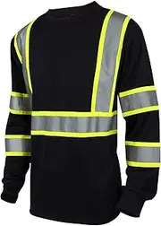 L&M Hi Vis Class 3 T Shirt Reflective Safety Black Long Sleeve HIGH Visibility 39