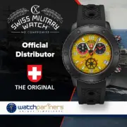 CX Swiss Military RALLYE GMT NERO 44mm DLC Case Chrono watch GMT Yell dial 2754