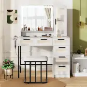 CostwayMakeup Vanity Table with Mirror and Lights-White