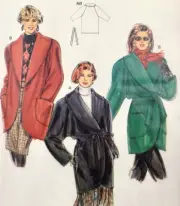 EASY Vtg 1980s Uncut Burda 5201 Sew Pattern Misses Wrap Jackets Coats Sz 10-22